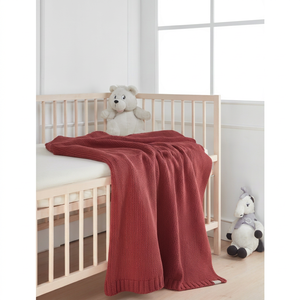 Manta de Bebé Tejida a Mano Estilo Europeo, 100% Algodón Orgánico, con Diseño de Animales/Puntos/Rayas/Dibujos Animados, Envoltura Suave y Plegable para Recién Nacidos - Product Image 1
