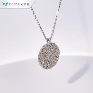 Collier pendentif en argent sterling 925 Tianyu, motif flocon de neige, pendentif rond sculpté simple pour femmes, bijoux tendance - Product Image 3