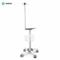 Chariot de ventilation médicale avec plateforme de montage réglable, crochets et panier pour USI, hôpital, clinique, vente en gros, OEM