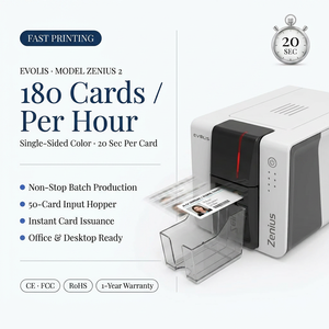Nueva Impresora de Tarjetas de Plástico Evolis Zenius 2 Original, Impresión a una Cara, Impresora de Tarjetas de Identificación de PVC, Impresión de Alta Resolución de 300 dpi - Product Image 4