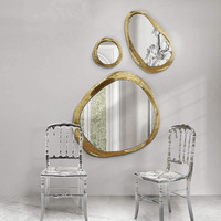 Miroir de maison durable et écologique en cuivre pur de style moderne de luxe, fait à la main, design irrégulier, ensemble