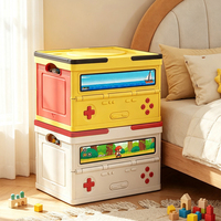 Boîte de rangement pour console de jeu jaune, blanc et violet, en plastique pliable avec couvercle, étanche, organisateur de jouets pour enfants, couleur OEM