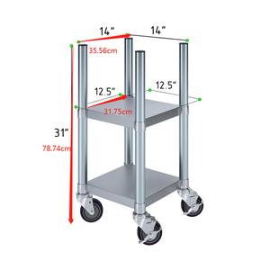 Support chauffe-riz en acier inoxydable avec deux étagères et roulettes - Product Image 3