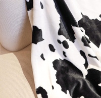 Couverture en peluche chaude et douce à motif vache noire, en polaire et flanelle, pour canapé, lit, voyage, décoration de chambre à coucher