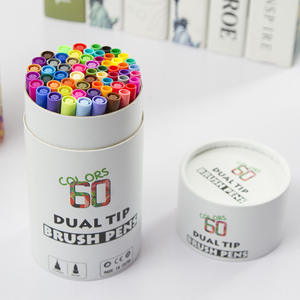 Ensemble de stylos pinceaux à double pointe 60 couleurs Pochette en PVC Pointe fine et douce Marqueur aquarelle Encre pigmentée à base d'eau - Product Image 2
