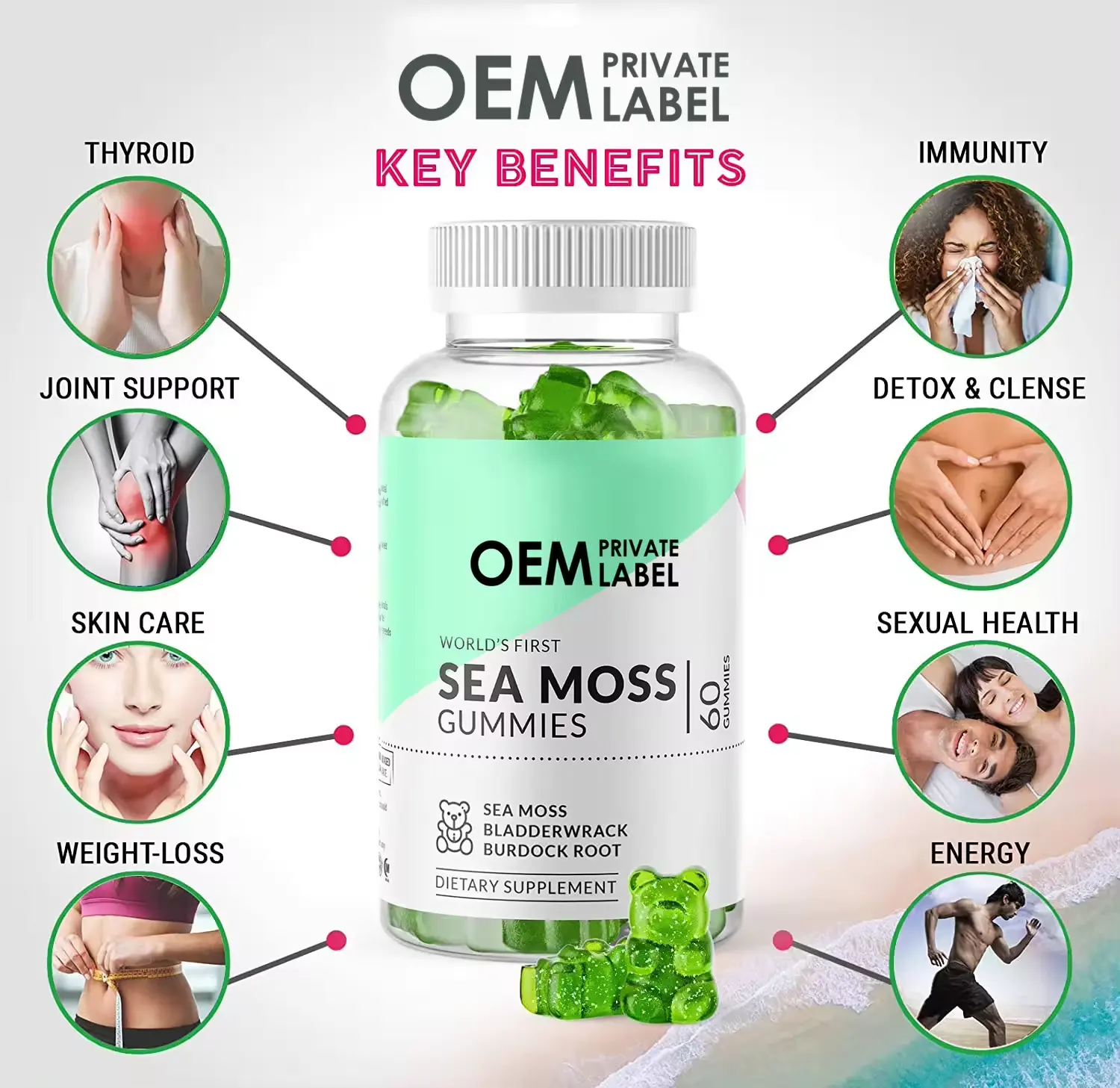 Ready to Ship Sea Moss supplement private label seamoss wildcrafted irish sea moss oil powder gel capsules Gummies skincare