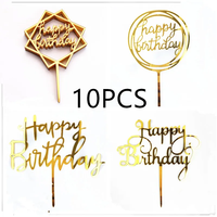 10 pièces Simple joyeux anniversaire gâteau Topper rose or acrylique enfants décoration de gâteau Dessert décoration pour bébé douche cadeau fournitures