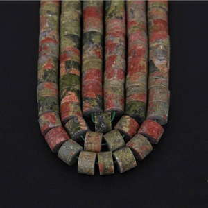 Pierres précieuses lisses en forme de roue ronde plate de haute qualité perles libres Heishi unakite naturelles pour la fabrication de bijoux grossiste - Product Image 4