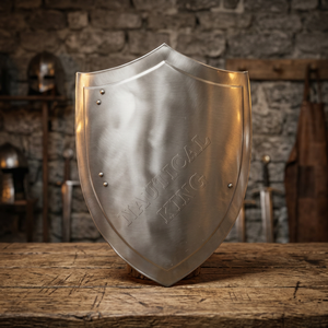 Bouclier de Chevalier Médiéval en Acier Inoxydable, Armure Gaufrée, Objet d'Art de Collection, Forme Ronde, Moulage Antique - Product Image 1