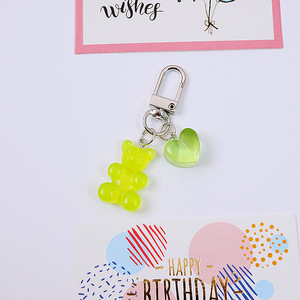 Cute Gummy Bear Keychain with Heart Pendant Candy Color Resin Bag Charm Backpack Earphone Ornament Wholesale - Product Image 6