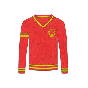 Maglione Pullover in maglia tinta unita in Cashmere Unisex in lana Cashmere Unisex all'ingrosso con maniche a maglia rossa in tinta unita - Product Image 1