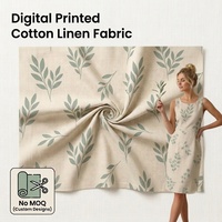 Tissu en lin naturel respirant et doux, tissu en coton et lin imprimé sur mesure 135 GSM sans MOQ, service de découpe du tissu fourni