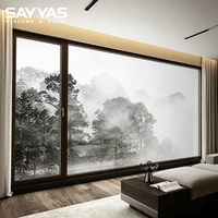 Ventana Abatible de Madera Revestida de Aluminio Sayyas W-FL95-IW, Tamaño Personalizado, con Vidrio de Triple Panel y Tecnología de Reducción de Ruido
