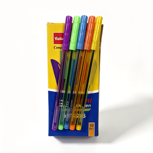 Stylo gel en plastique personnalisé pas cher avec logo, largeur d'écriture 1,0 mm, encre bleue, emballé en boîte pour fournitures scolaires et de bureau - Product Image 2