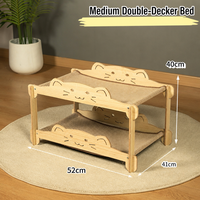 Lit superposé pour chat Pawstar à double niveau, en bois massif, avec panneaux multicouches, tapis tressé en sisal motif visage de chat de 65 cm, 2 niveaux, vente en gros, personnalisable