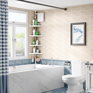 Estante de Almacenamiento Ajustable Independiente de Acero Inoxidable, Organizador de Baño Metálico de Pie para Artículos de Inodoro - Product Image 4