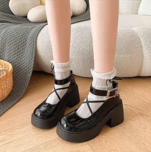 Nuove Scarpe da <span class=keywords><strong>Donna</strong></span> in Pelle Nera con Tacco a Blocco e Plateau, Cinturino con Fibbia, Stile Mary Jane, per Cosplay - Product Image 3