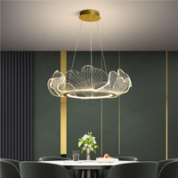 BGST Designer Creative Feuille De Lotus D'or Salon Salle À Manger Lustre Fleur De Mode Villa Hôtel Acrylique Led Pendentif Lumière