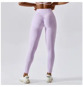 Pantaloni da Yoga da donna Nude feeling hip-lifting con tasca Leggings fitness ad asciugatura rapida pantaloni sportivi da corsa attillati a vita incrociata