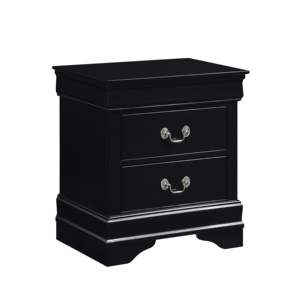 DB Classic Louis Philippe Style 1pc Table de chevet avec tiroirs au design traditionnel Meubles de chambre à coucher au fini noir - Product Image 2