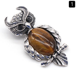 Kalung Liontin Batu Permata Kristal Putih Penyembuh DIY, Kalung Burung Hantu dari Paduan Perak untuk Ornamen Kristal - Product Image 2