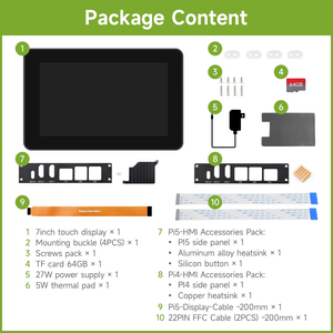 Pantalla táctil industrial HMI todo en uno Waveshare de 7 pulgadas y 720*1280 para Raspberry Pi 4/5, compatible con salida dual 4K de 10 puntos K606 - Product Image 6
