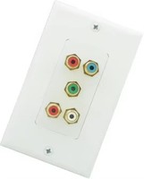 Plaque murale décorative AV taille US standard, 5 ports RCA femelles, coupleur fabriqué en Chine, insert de port combiné, matériau ABS, blanc, pour usage intérieur