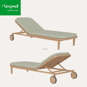 เก้าอี้ไม้สักสไตล์ร่วมสมัย, เก้าอี้อาบแดดทำจากไม้เนื้อแข็งพร้อมล้อสำหรับสระว่ายน้ำชายหาดลาน - Product Image 3