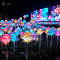 Lampes LED personnalisées en forme de rose, lanternes artificielles en forme de rose pour une décoration romantique de mariage et de jardin