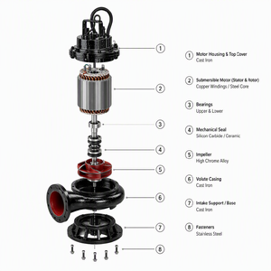 Bomba Sumergible Automática de Hierro Fundido para Aguas Residuales con Interruptor de Flotador, Bomba Eléctrica para Drenaje de Sumideros Residenciales - Product Image 4