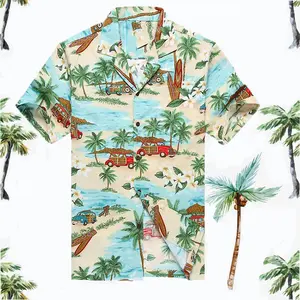 Custom Make Fashion 100% Cotton Shirt Men Wear Casual Short Sleeve Hawaiian Floral Shirts