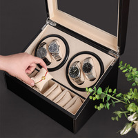 Boîte à montres automatique de luxe en bois pour 4 montres avec 6 compartiments de rangement protecteurs et fonctionnement motorisé