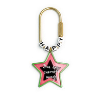 Porte-clés de luxe JS personnalisés avec lettres et perles en forme d'étoile, breloques Y2K mignonnes et colorées en métal pour clés de voiture, sacs et téléphones, vente en gros