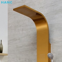 Accessoires de salle de bain de luxe en acier inoxydable 304 brossé doré, panneau de douche mural avec 4 fonctions