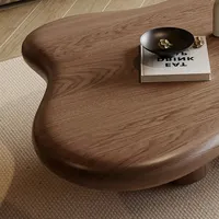 Table Basse Moderne en Bois de Noyer Ronde, Très Vendue, Meuble de Salon avec Piétement en Bois, Table d'Appoint Circulaire pour Canapé, Idéale pour Hôtels
