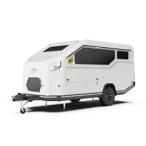 Pengerjaan Premium 4 meter Camper Off-Road Mini poros tunggal Interior Van Kemah perjalanan Trailer aluminium dengan panel surya