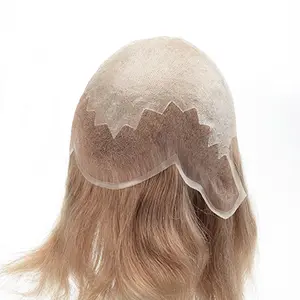 Newtimeshair 프랑스어 레이스 가리비 앞 피부 금발 인간의 머리 toupee 여성 가발
