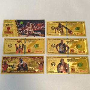Billets de banque commémoratifs en feuille d'or de superstar de la <span class=keywords><strong>NBA</strong></span> <span class=keywords><strong>Jordan</strong></span> pour les fans - Product Image 1