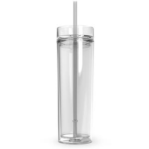 Vaso con paja acrílico flaco 16oz vaso de acrílico de pared doble vaso taza de agua de plástico aislado - Product Image 2