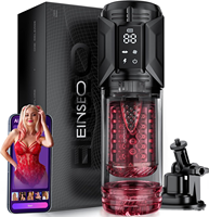 Masturbateur masculin automatique étanche avec contrôle par application, fonctions de poussée, rotation et succion, mains libres, avec base à ventouse