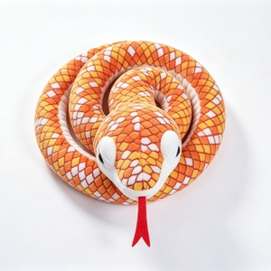Peluche Serpent Maïs Réaliste Personnalisée, Serpent en Peluche Enroulé à Motif Écailles Orange avec Langue Rouge Fourchue - Product Image 5