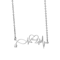 Collier en acier inoxydable sur mesure à la mode pour femmes battements de fréquence cardiaque en or rose avec chaînes plaquées or diamant