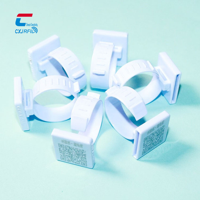 ABS 134.2MHz RFID Mini Waterproof Animal Tracking Tag Pigeon Foot Rings 3-10cm Reading Range Customizable Color