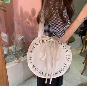 2025 מותאם אישית חדש מותאם אישית צורה עגולה פרטי תווית בד כותנה בד בד טוטה כתף רוכסן כתף רוכסן - Product Image 4