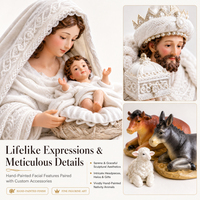Artisanat en résine catholique, figurines en tissu de velours pour la Nativité de Noël, Sainte Famille, Anges, Animaux, Décoration de la maison, de l'église et des fêtes