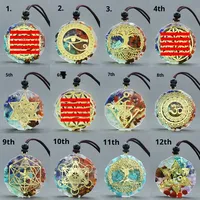 Collier pendentif en résine avec gravier de cristal naturel, énergie de guérison, sept méridiens, vente chaude transfrontalière