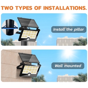 Lampe murale solaire 122 <span class=keywords><strong>LED</strong></span> <span class=keywords><strong>avec</strong></span> capteur <span class=keywords><strong>de</strong></span> <span class=keywords><strong>mouvement</strong></span>, charge USB, grand angle, pour <span class=keywords><strong>extérieur</strong></span>, véranda, terrasse, applique sans fil, étanche IP65 - Product Image 2