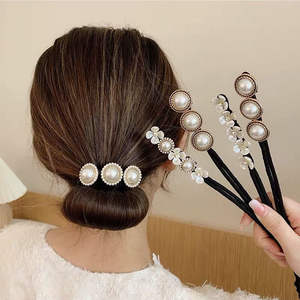 Moño mágico para el cabello para mujer con Peal y flor <span class=keywords><strong>Magic</strong></span> Twist Hairpin Lazy Curler reutilizable Deft Bun accesorios para el cabello para mujer - Product Image 2