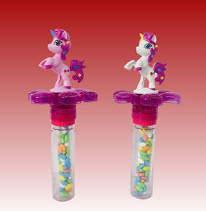 Palo de burbujas de caballo ligero giratorio, juego de plástico novedoso para niños y niñas, juguetes de caramelo para niños, Dulces De Juguete - Product Image 2