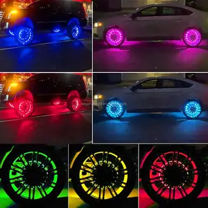 Kingshowstar RGB חלום גלגל רים רכב אורות אביזרי רכב מחוץ לכביש UTV אור 4 שורות גלגל טבעת אווירה גלגל משאית אור